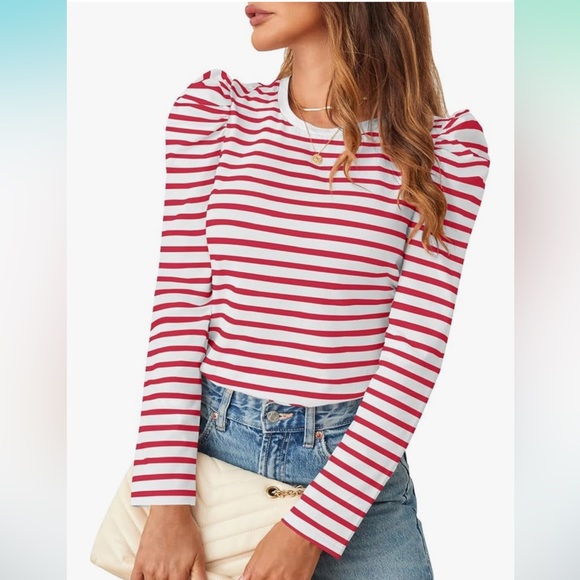 Tops - Red & White Striped Long-sleeve